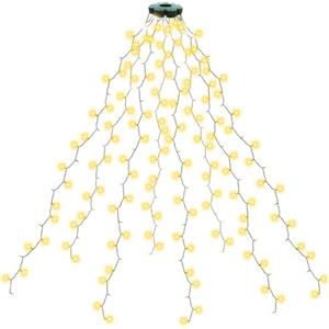 AGOTD Luci Albero di Natale 280LED 2M 8 Fili 8 Modalità IP65 Timer Mantello Luci Natale Albero a Cascata con Anello, Luminarie Natalizie per Interno Esterno Decorazioni