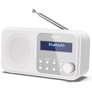 SHARP DP-420(WH) - Radio DAB+/DAB/FM compatta e portatile con streaming audio senza ﬁli Bluetooth e alimentazione tramite USB o batteria, colore rosa