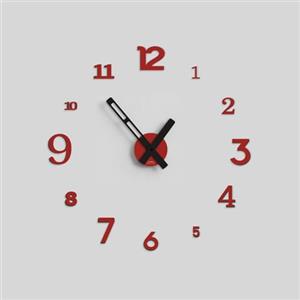 Giallobus - Orologio da Parete Adesivo Grande Float - Typos - Legno Mdf - Float ⌀ 60/80/110cm - 16 - Rouge - Orologio da parete moderno - Numeri adesivi 3d - Diametro variabile 60/80/100cm
