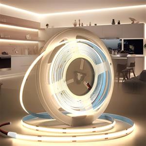 BRIMETI Striscia LED COB 24V 5M Luce LED Tubo Interno Autoadesivo 4000K Bianco Naturale 320LEDs/M Strisce Nastro Nastri Larghezza 8mm, per Cucina, Soggiorno, Bar Feste (Senza Alimentatore)