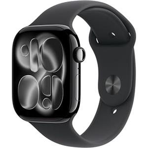 Apple Watch Series 11 GPS, Cassa 46 mm in alluminio Jet Black con Cinturino Sport nero - S/M