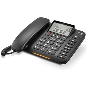 Gigaset DL380 - Un Telefono Facile da Usare con Tasti Grandi - 4 tasti di selezione diretta programmabili (A - D) - Rubrica, Nero [Versione Italiana]