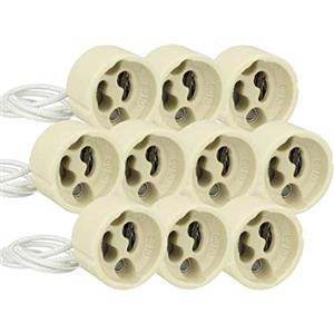 LEDLUX 10 Pezzi Portalampada GU10 in Ceramica 220V, Attacco per Lampadine LED GU10, Supporto Faretto da Incasso con Cavi, Ricambio per Faretti e Spot