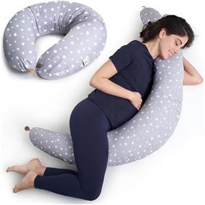 Niimo Cuscino Allattamento e Gravidanza XXL - Cuscino Gravidanza per Dormire con Federa 100% Cotone, Ciambella Allattamento Neonato