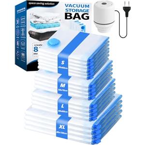 CIBITA 18 Sacchetti Sottovuoto Vestiti con Pompa Elettrica - 4 Dimensioni Spesse, Sacchi di Compressione Impermeabili: 4 Gigante, 4 Grande, 4 Medio, 6 Piccolo per Abbigliamento, Piumoni, Giubbotti Invernali