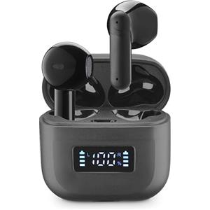 cellularline TONE Auricolari TWS Bluetooth A Capsula con ENC (Environmental Noise Cancelling), 4 Microfoni, Display LED, Total Play Time 20 Ore, Nero