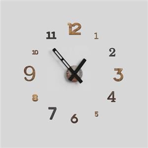 Giallobus - Orologio da Parete Adesivo Grande Float - Typos - Legno Mdf - Float ⌀ 60/80/110cm - 31 - Industrial wood - Orologio da parete moderno - Numeri adesivi 3d - Diametro variabile 60/80/100cm