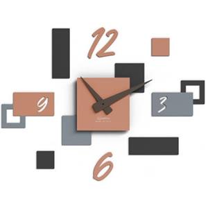 Giallobus - Orologio da Parete Adesivo Modulare Geotime - Stone - Legno Mdf - Geotime - 10S_Ground - Orologio da parete moderno - Numeri adesivi 3d - Costruzione modulare