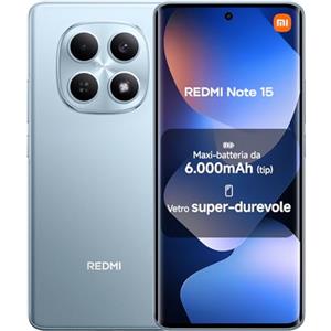 XIAOMI Redmi Note 15, Smartphone 6+128GB, Batteria da 6000 mAh, Resistenza all'acqua, Fotocamera super nitida da 108 MP, Display FHD+ da 6,77", Blu Ghiacciaio, Garanzia 2 anni, Caricatore non incluso
