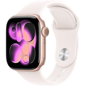 Apple Watch Series 11 GPS, Cassa 42 mm in alluminio color oro rosa con Cinturino Sport rosa fard - M/L