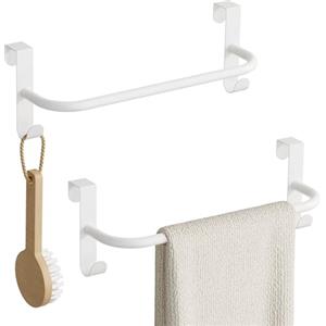 SAYAYO Portasciugamani Cucina Bianco con 2 Ganci, Porta Strofinacci da Cucina, Appendiabiti da Porta per Armadio, Cassetto, Bagno, Senza Forare, Antiscivolo, 2 Pezzi, 29CM