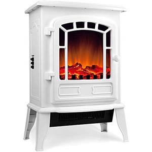 Monzana DEUBA® Caminetto Elettrico 2000W Termocamino Luce LED Effetto Fiamma Realistico Stufa Elettrica Camino Radiatore Bianco