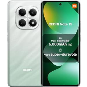 XIAOMI Redmi Note 15, Smartphone 6+128GB, Batteria da 6000 mAh, Resistenza all'acqua, Fotocamera super nitida da 108 MP, Display FHD+ da 6,77", Verde Foresta, Garanzia 2 anni, Caricatore non incluso