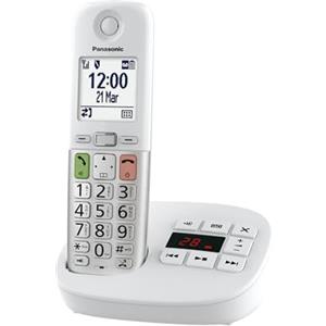 Panasonic KX-TGU430EXW Telefono Cordless Digitale con Segreteria Telefonica, Unità Base e 1 Ricevitore, Display LCD, Fav Call, Torcia, Compatibile con Apparecchi Acustici, Bianco e Argento