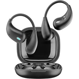 cellularline auricolari TWS NEBIT con assistente vocale, traduzione in tempo reale in oltre 100 lingue, trascrizione istantanea, riassunti IA, open-ear, display LED, nero