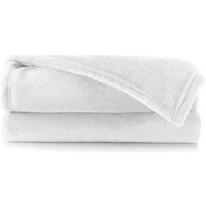 DecoKing Coperta Plaid Pile 200 x 220 cm per Letto Matrimoniale Calda Accogliente e Spessa in Morbido Velluto Per Letto Divano Sedia Tutte le Stagioni Bianco Mic