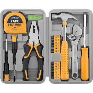 Hi-Spec Set Attrezzi, Cassetta Attrezzi Completa Compatta per Casa e Ufficio, Kit Fai da Te per Riparazioni Domestiche di Base, 20 Pezzi in Valigetta Portatile, Giallo