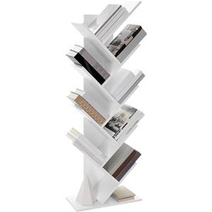 VASAGLE CUSTOS Collezione - Libreria, Scaffale a 8 livelli, Mobile a Forma di Albero, per Soggiorno, Ufficio, Camera da Letto, Bianco Nuvola LBC11WTV1
