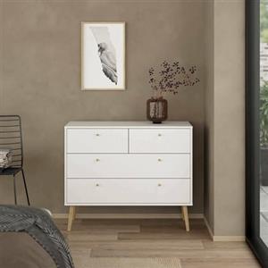 Dmora - Cassettiera Tiffany, Settimino multiuso, Comò camera da letto, Mobile con cassetti, 99x39 h82 cm, Bianco