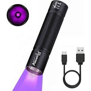 Alonefire SV127 Torcia UV LED Piccolo Professionale 395nm USB C Ricaricabile Mini Lampada Ultravioletti per Resina, Pesca, Fluoresceina, Rilevatore di Urina,Minerali con Batteria Incorporata