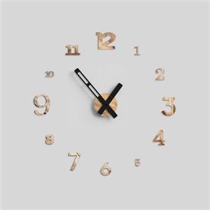Giallobus - Orologio da Parete Adesivo Grande Float - Typos - Legno Mdf - Float ⌀ 60/80/110cm - 07 - Wood - Orologio da parete moderno - Numeri adesivi 3d - Diametro variabile 60/80/100cm