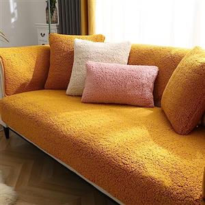 SHANNA Copridivano 3 Posti con Penisola Sherpa, Nuovo Fodera per Divano Antiscivolo Antimacchia, Telo Copridivano con Braccioli Tessuto Super Morbido Universale (Giallo, 45 x 45cm)