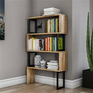 Dmora - Libreria Wezen, Scaffale da ufficio, Mobile portalibri, Biblioteca, 80x22h128 cm, Noce