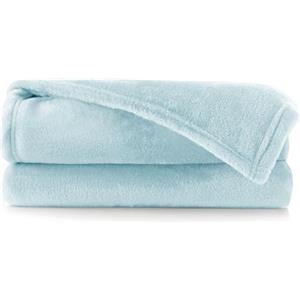 DecoKing Coperta Plaid Pile 200 x 220 cm per Letto Matrimoniale Calda Accogliente e Spessa in Morbido Velluto Per Letto Divano Sedia Tutte le Stagioni Azurro Mic