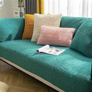SHANNA Copridivano 3 Posti con Penisola Sherpa, Nuovo Fodera per Divano Antiscivolo Antimacchia, Telo Copridivano con Braccioli Tessuto Super Morbido Universale (Verde, 45 x 45cm)