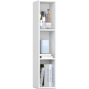 VASAGLE CUSTOS Collezione - Libreria, Scaffale Libreria a 3 Ripiani, Scaffale Portaoggetti Aperto, 24 x 20 x 94,8 cm, per Soggiorno Studio Sala da Pranzo, Bianco Nuvola LBC523W01