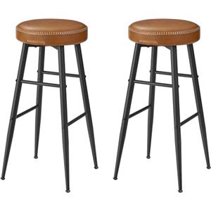 VASAGLE EKHO Collezione - Sgabelli Cucina, Set da 2 Sgabelli Alti da Bar, Sedie Cucina, PU con Cucitura, Moderno di Metà Secolo, Altezza 76,2 cm, Facile da Montare, Marrone Caramello LBC090K01V1