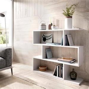 Dmora - Libreria Misone, Scaffale da ufficio multiuso, Mobile biblioteca portalibri a 3 ripiani, 110x25h96 cm, Bianco