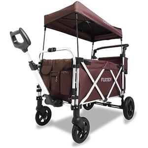 Fuxtec Carrello pieghevole Fuxtec Super Plus CTL950, carretto Bollerwagen marrone, estensione della cabina, per bambini, trasporto, spiaggia, città da traino o spinta, portata 75 kg, vagone da giardino