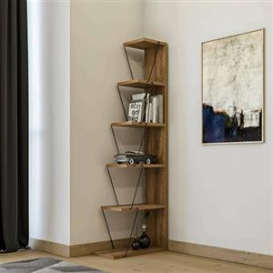 Dmora - Libreria Mizar, Scaffale da ufficio, Mobile portalibri, Biblioteca, 50x22h150 cm, Quercia e Nero