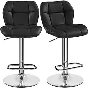 Yaheetech Set 2 Sgabelli Bar Alti Cucina in Similpelle Moderno Nero