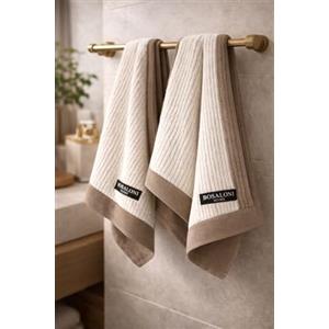 B O S A L O N I Set BOSALONI HOME 2 Asciugamani Viso - Formato Compatto ed Elegante - 100% Cotone - Morbidi, Leggeri e ad Asciugatura Rapida - Moka
