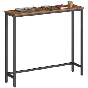 VASAGLE Tavolo Consolle, Tavolo da Ingresso, Piano in un Unico Pezzo, per Corridoio, Camera da Letto, Soggiorno, 1 Ripiano, 20 x 80 x 81,2 cm, Marrone Vintage e Nero Inchiostro LNT035KD01
