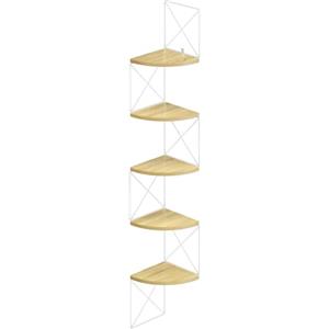 VASAGLE Scaffale Angolare a Parete con 5 Ripiani, Libreria Angolare, Mensole da Muro ad Angolo, per Camera da Letto Soggiorno Bagno Cucina Studio, Giallo Paglierino e Bianco Opaco LLS851YD01