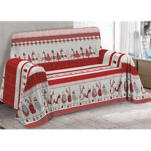 BIANCHERIAWEB Telo Arredo Granfoulard Copritutto Cotone Copriletto Multiuso Disegni Invernali OB 1 Piazza Oliver Rosso