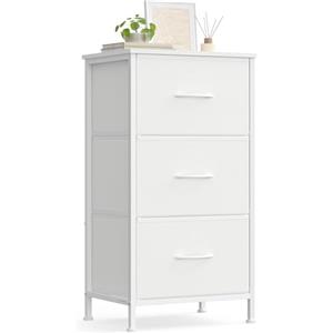 SONGMICS BELLAH Collezione - Cassettiera con 3 Cassetti in Tessuto, Acciaio, MDF, Tessuto Non Tessuto, per Camera da Letto, Armadio, Corridoio e Soggiorno, Bianco Nuvola e Bianco Neve LGS313WH01
