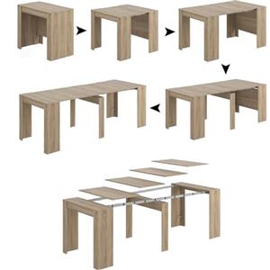 Dmora - Consolle allungabile Compton, Tavolo da pranzo allungabile, Ripiano con allunghe multiuso estensibile fino a 10 posti, 51/237x90h78 cm, Rovere