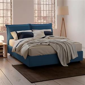 Talamo Italia Letto Matrimoniale Deborah, Letto Contenitore con Rivestimento in Tessuto, 100% Made in Italy, Apertura Frontale, Adatto per Materasso Cm 160x190, Blu