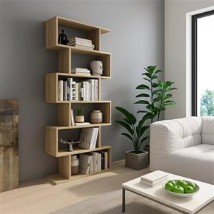 Dmora Libreria Cilicio 80x25x191h cm Marrone Rovere 5 Ripiani Installazione a Terra, Biblioteca Sfumatura Colore Struttura Rovere