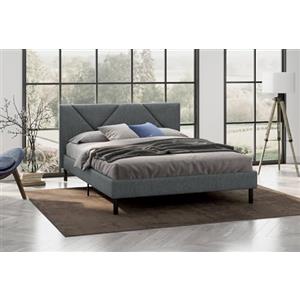Dmora - Letto piazza e mezza Zeffirio, Sommier per camera da letto, Giroletto per stanza, Struttura porta materasso, Adatto a materasso Cm 120x190, Grigio