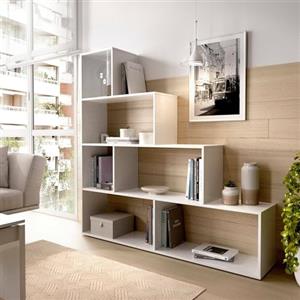 Dmora - Libreria Orsaro, Scaffale da ufficio multiuso, Mobile biblioteca portalibri a 6 ripiani, 145x29h145 cm, Bianco
