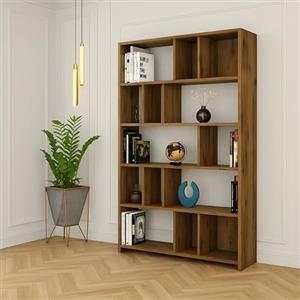 Dmora - Libreria Jacoba, Scaffale da ufficio, Mobile portalibri, Biblioteca, 90x20 h180 cm, Noce
