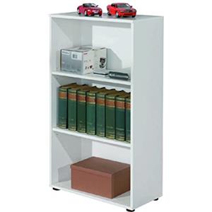 Dmora Libreria con Tre Ripiani, Colore Bianco, cm 60 x 110 x 30