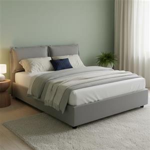 Talamo Italia - Letto matrimoniale Antonia, Letto contenitore con rivestimento in tessuto, 100% Made in Italy, Apertura frontale, adatto per materasso Cm 160x200, Grigio