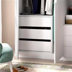 Dmora - Cassettiera Vinson, Settimanale per interno armadio, Comò per camera da letto con 3 cassetti, 60x40h60 cm, Bianco