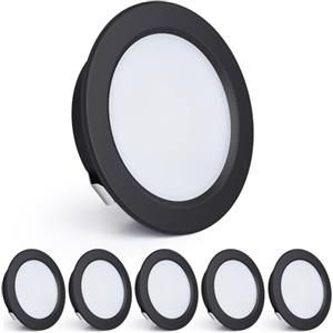 KYOTECH Faretti da Incasso a LED 230V, 4W 440LM Faretti LED 16mm Ultrapiatti 2700K Bianco Caldo Faretti da Soffitto Foro 55-60mm per Cucina, Soggiorno, Camera da Letto, Nero, Set da 6